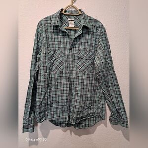 Lacoste Green and Black Casual Button Down Shirt